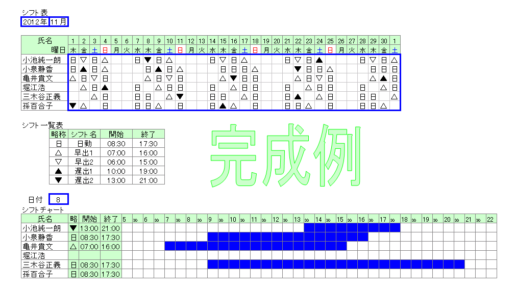 勤務チャート 仕事に役立つエクセル実践問題集