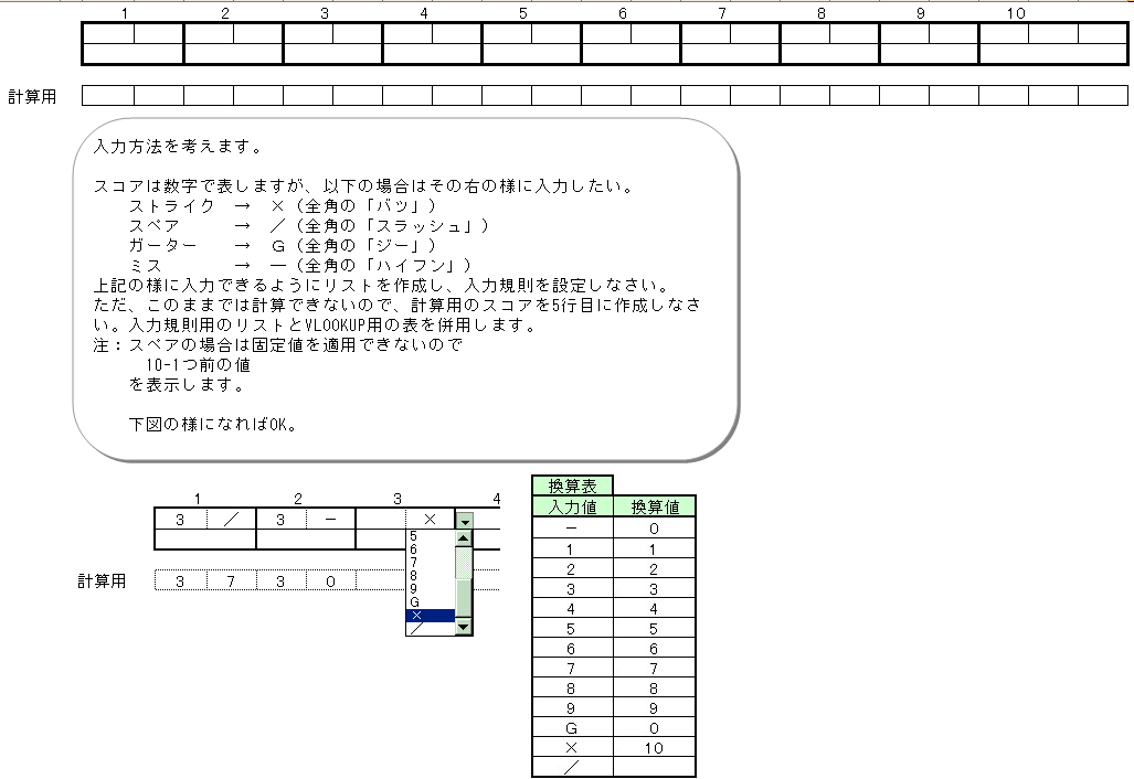 ボーリングスコア計算 仕事に役立つエクセル実践問題集