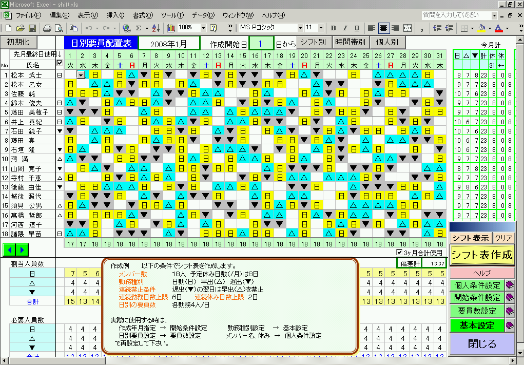 シフト表自動作成ツール機能比較