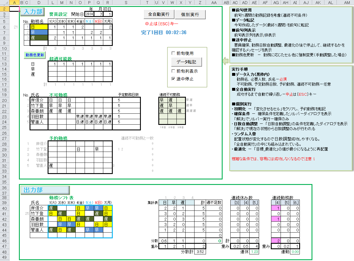 シフト表自動作成ツール機能比較