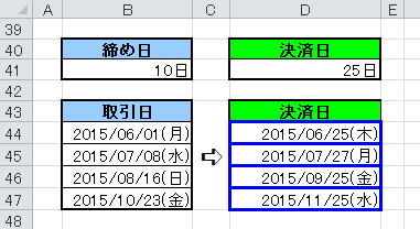 WORKDAY－土日祝日を除いたn営業日後の日付を求める - 仕事に